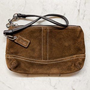 Coach Brown Suede Wristlet